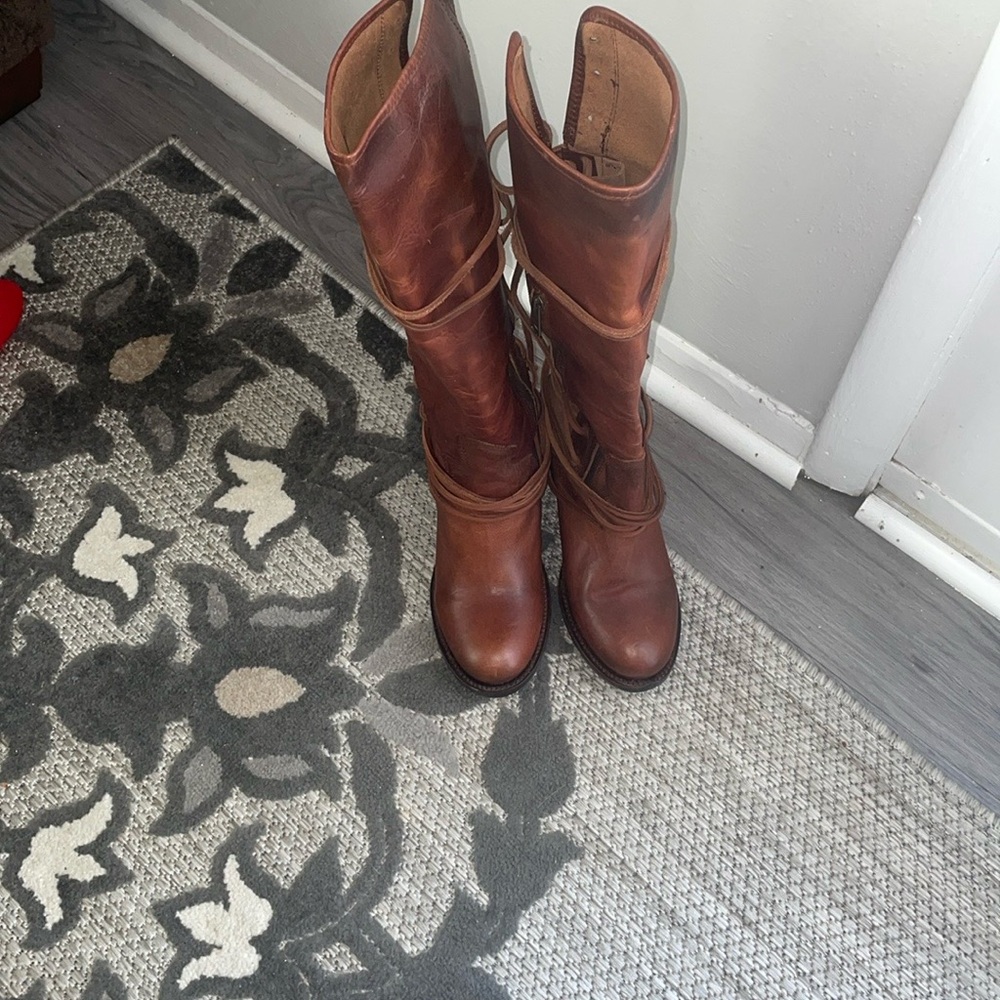 Freebird STEVEN Brown Heeled Boots COAL Lace Up Boots Like New Sz 10M - Picture 8 of 14